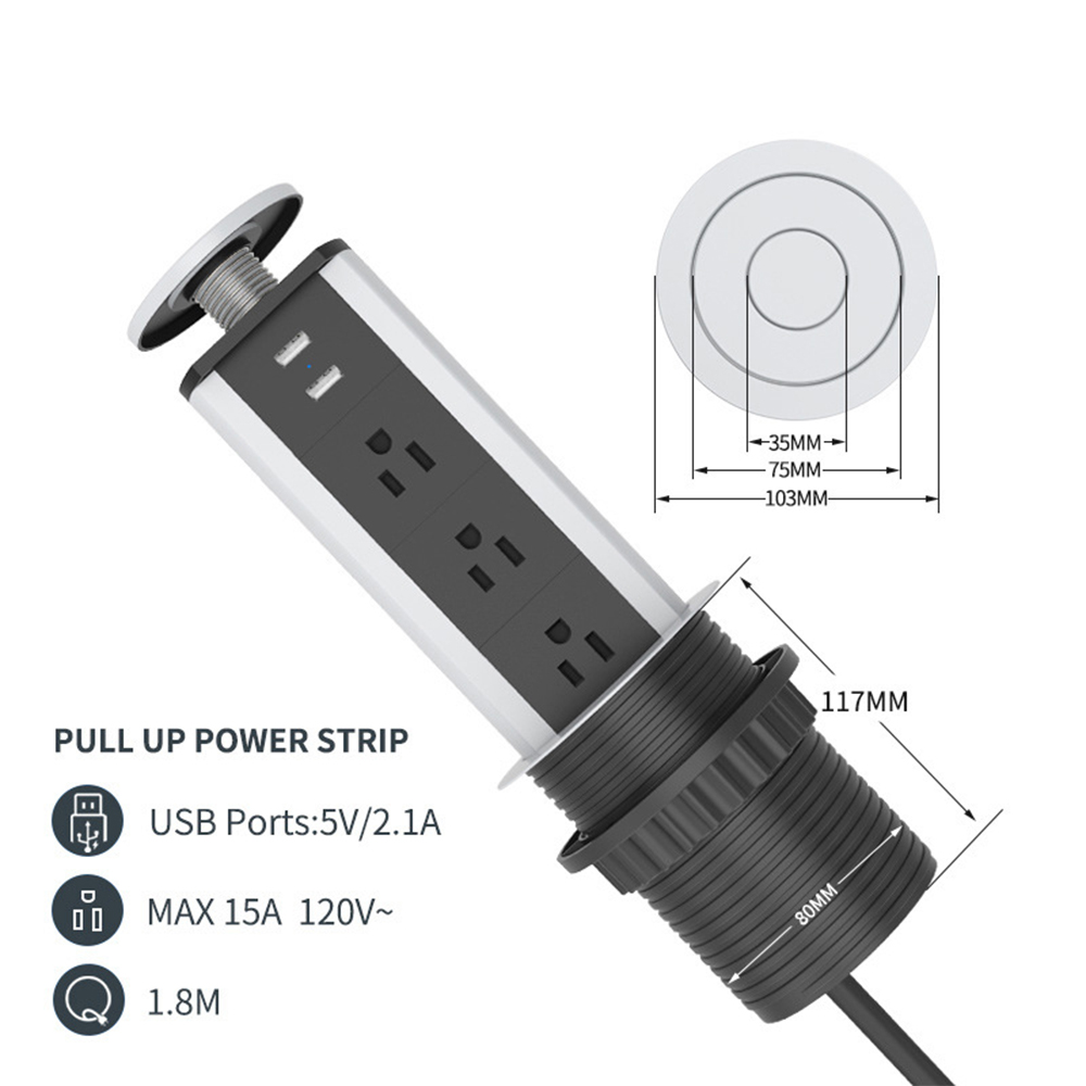 US Outlet Desktop Build-in Pop Up Power Strip