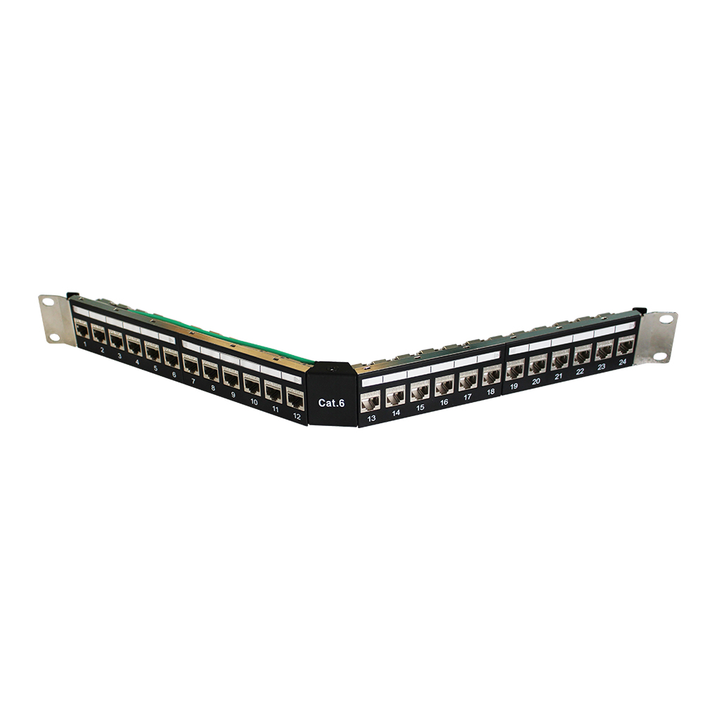  1U 24 Port FTP Angled CAT6 Patch Panel with tool free jacks