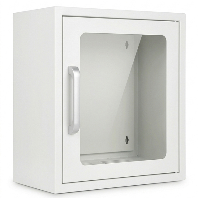 خزانة تخزين فولاذية مثبتة على الحائط بباب زجاجي – إغلاق مغناطيسي، 380&times;210&times;382 ملم