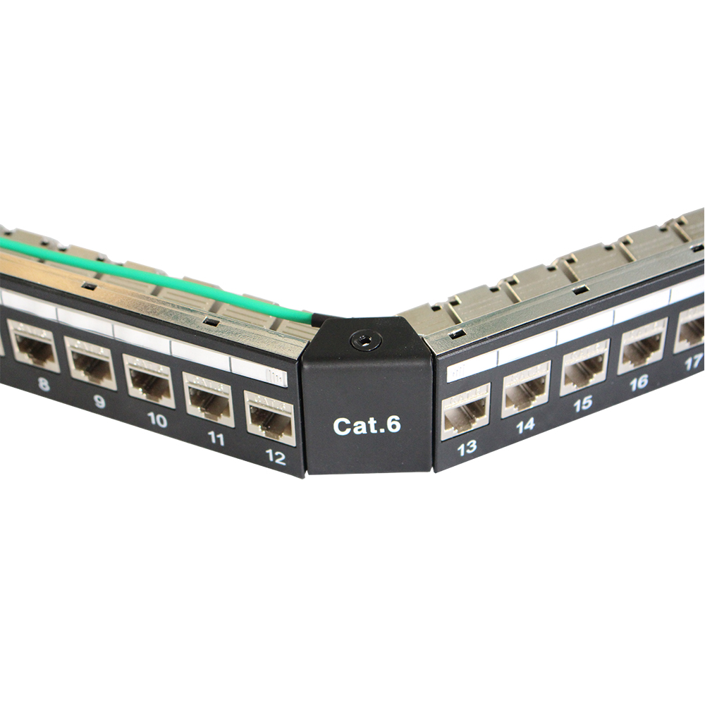  1U 24 Port FTP Angled CAT6 Patch Panel with tool free jacks