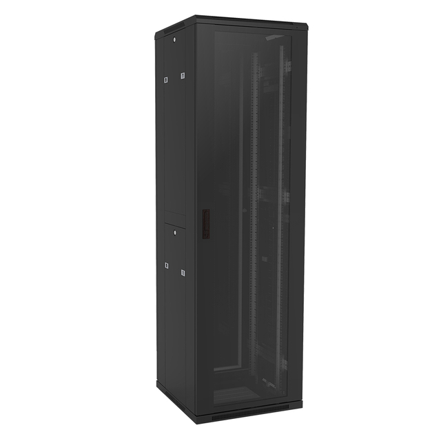 19" 42u glass door network data cabinet with split side panel