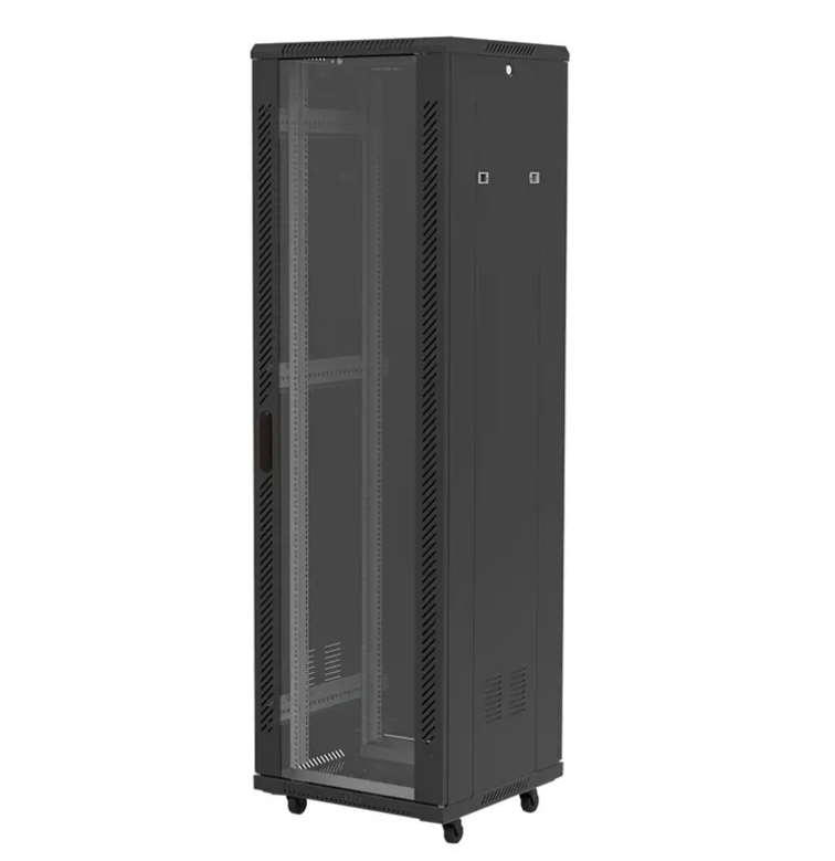 19" 42u glass door telecom server cabinet