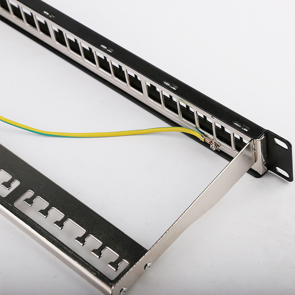 Rack mounted 1U 24 Ports STP Blank Patch Panel for copper cabling