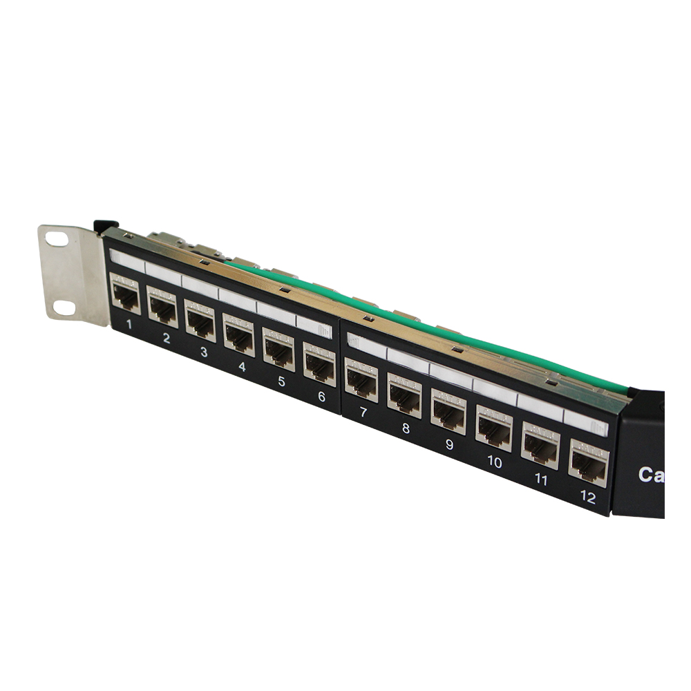  1U 24 Port FTP Angled CAT6 Patch Panel with tool free jacks