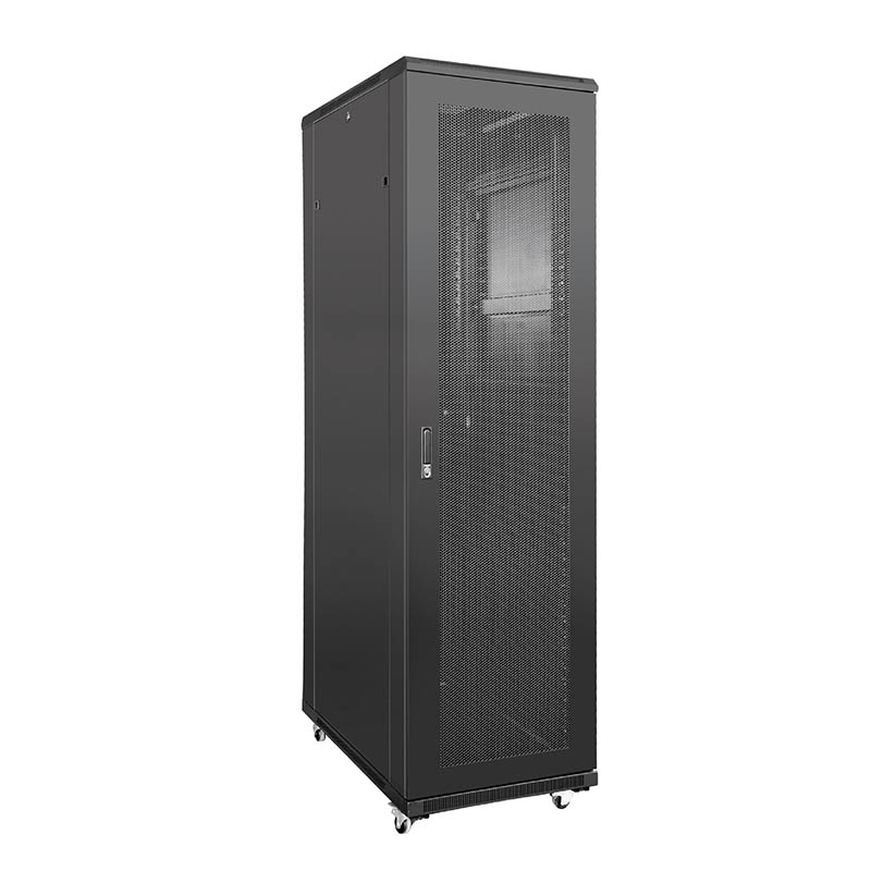 19 inch glass door floor stand server enclosure with rear mesh door