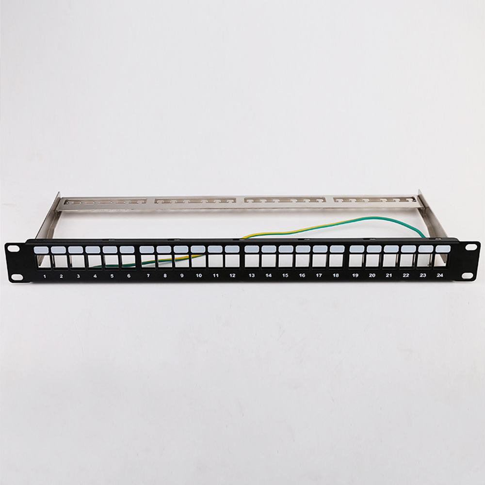 Rack mounted 1U 24 Ports STP Blank Patch Panel for copper cabling