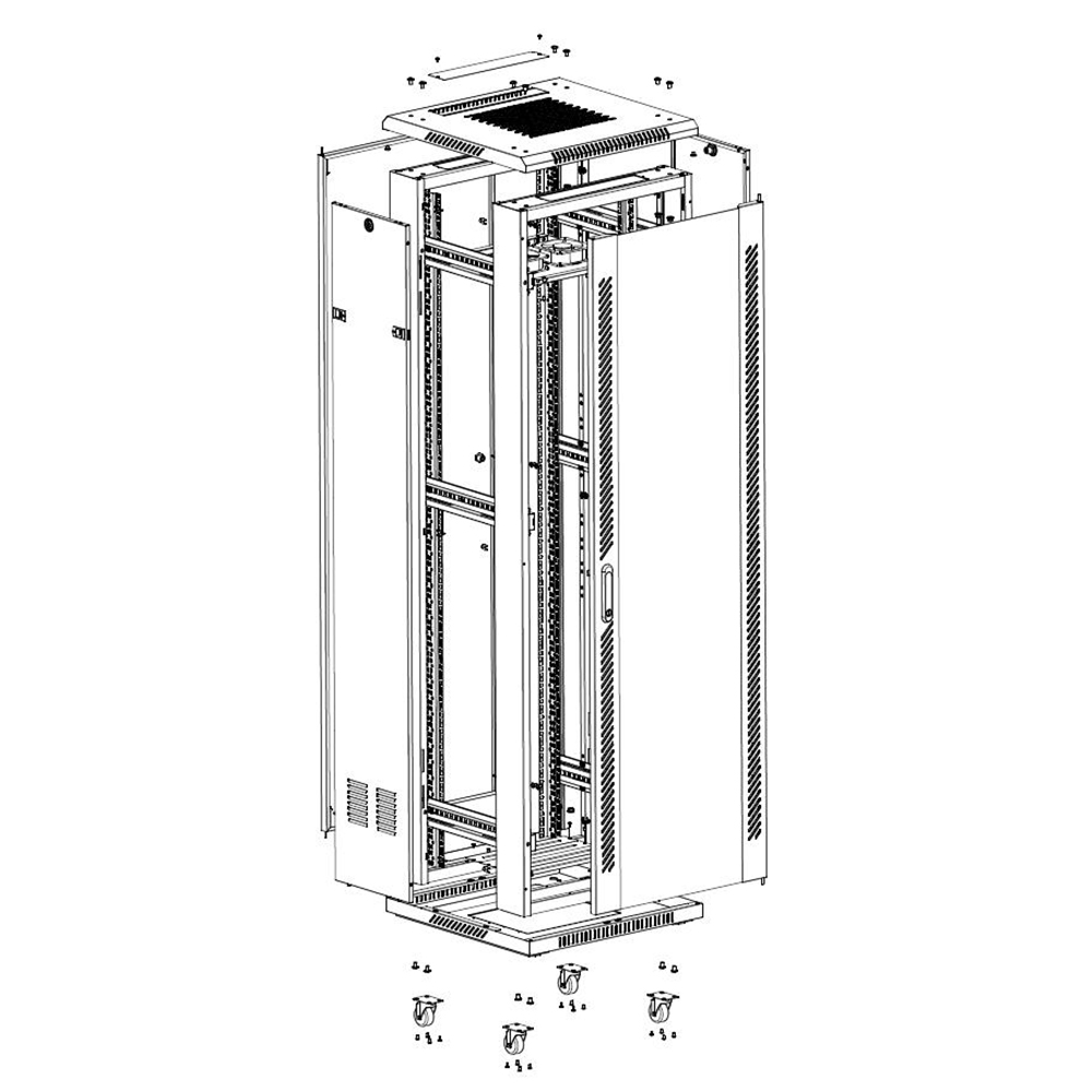 19" 42u glass door telecom server cabinet with vented door border