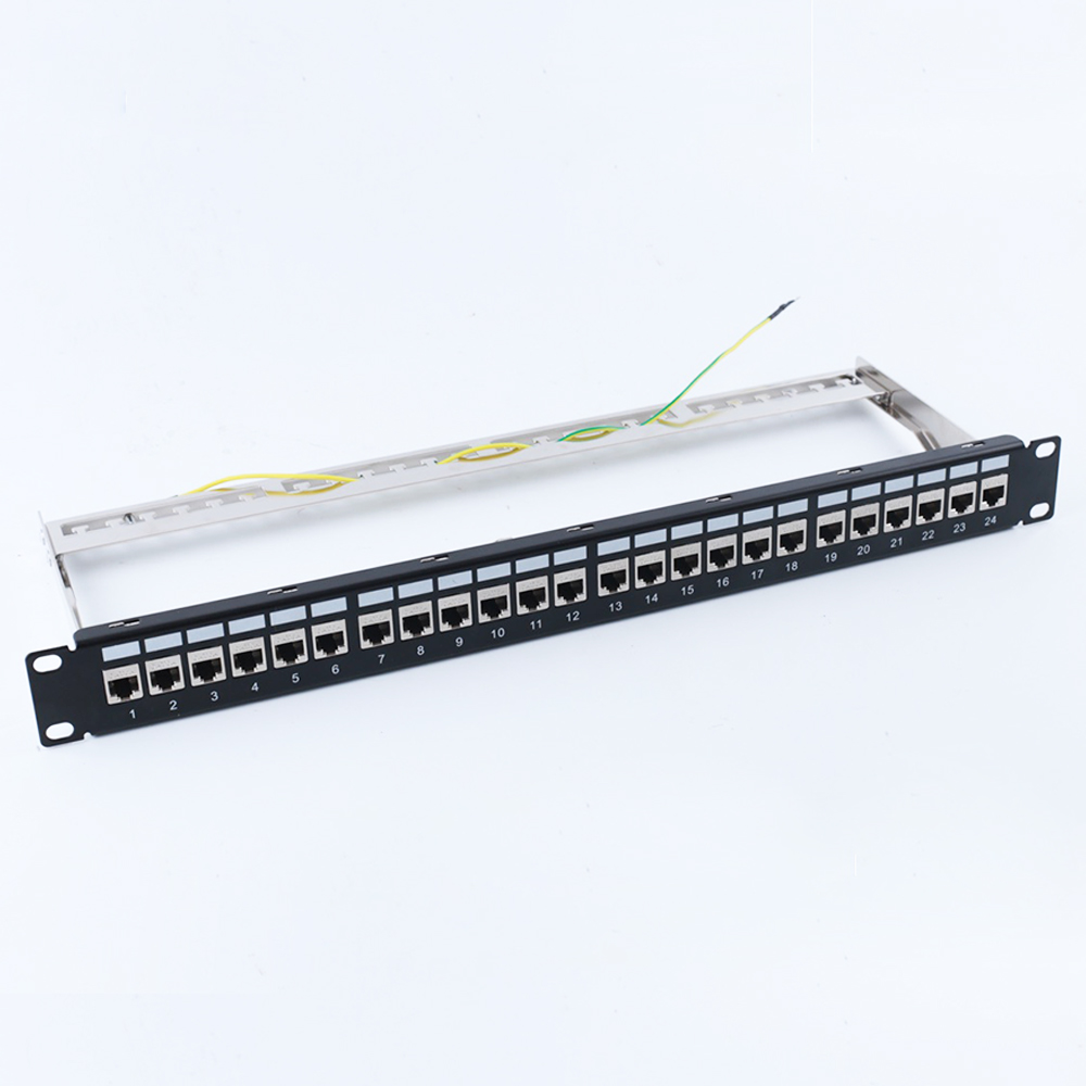 Rack mounted 1U 24 Ports STP Blank Patch Panel for copper cabling