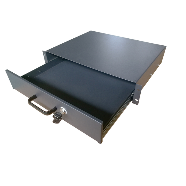 Rack mountable metal drawer with lock