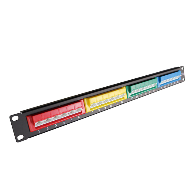 1U 24 port colored patch panel