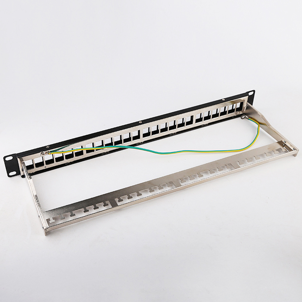 Rack mounted 1U 24 Ports STP Blank Patch Panel for copper cabling