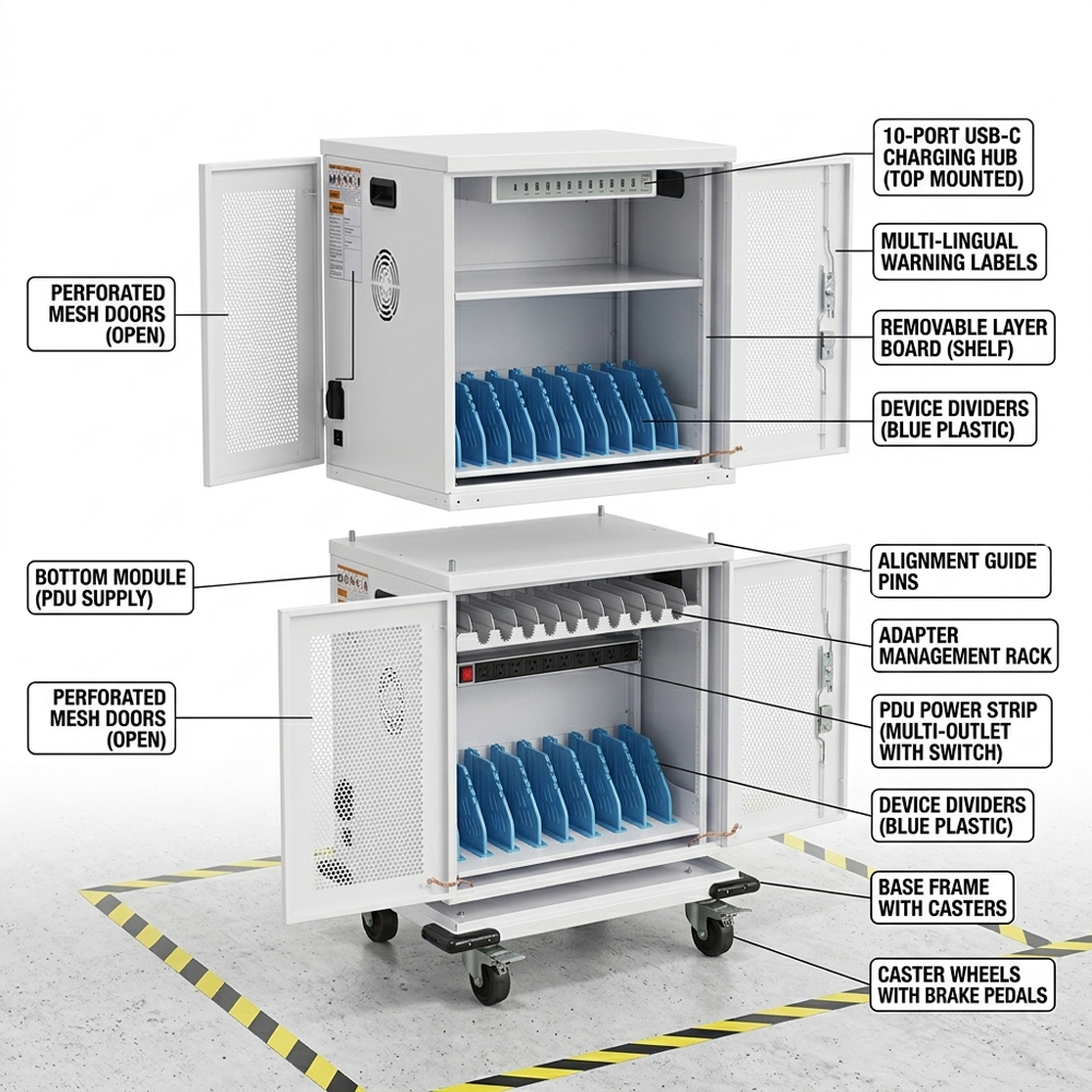 20-port Webit basic Series Charging Cabinet – Secure AC & USB-C Charging Solution