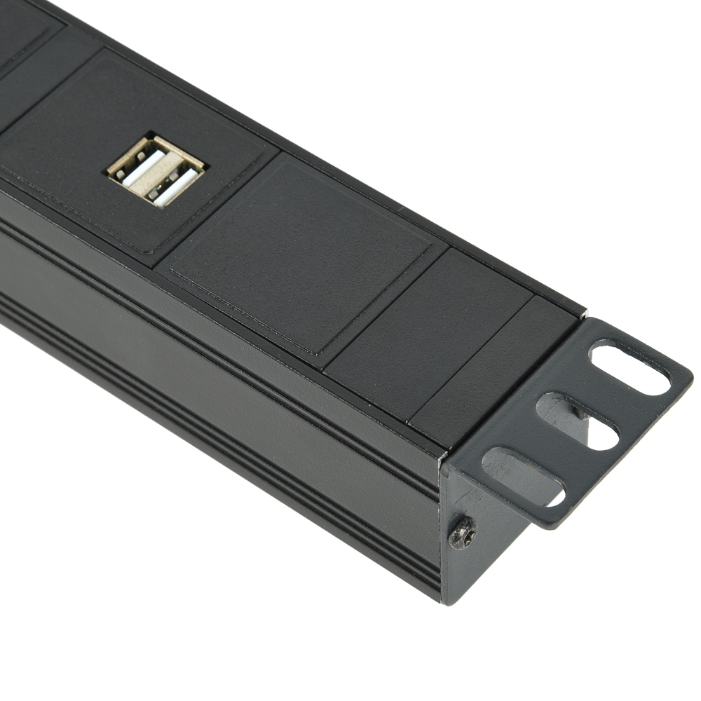 1U Rack PDU with 3-way UK Sockets & Integrated USB Charging Ports