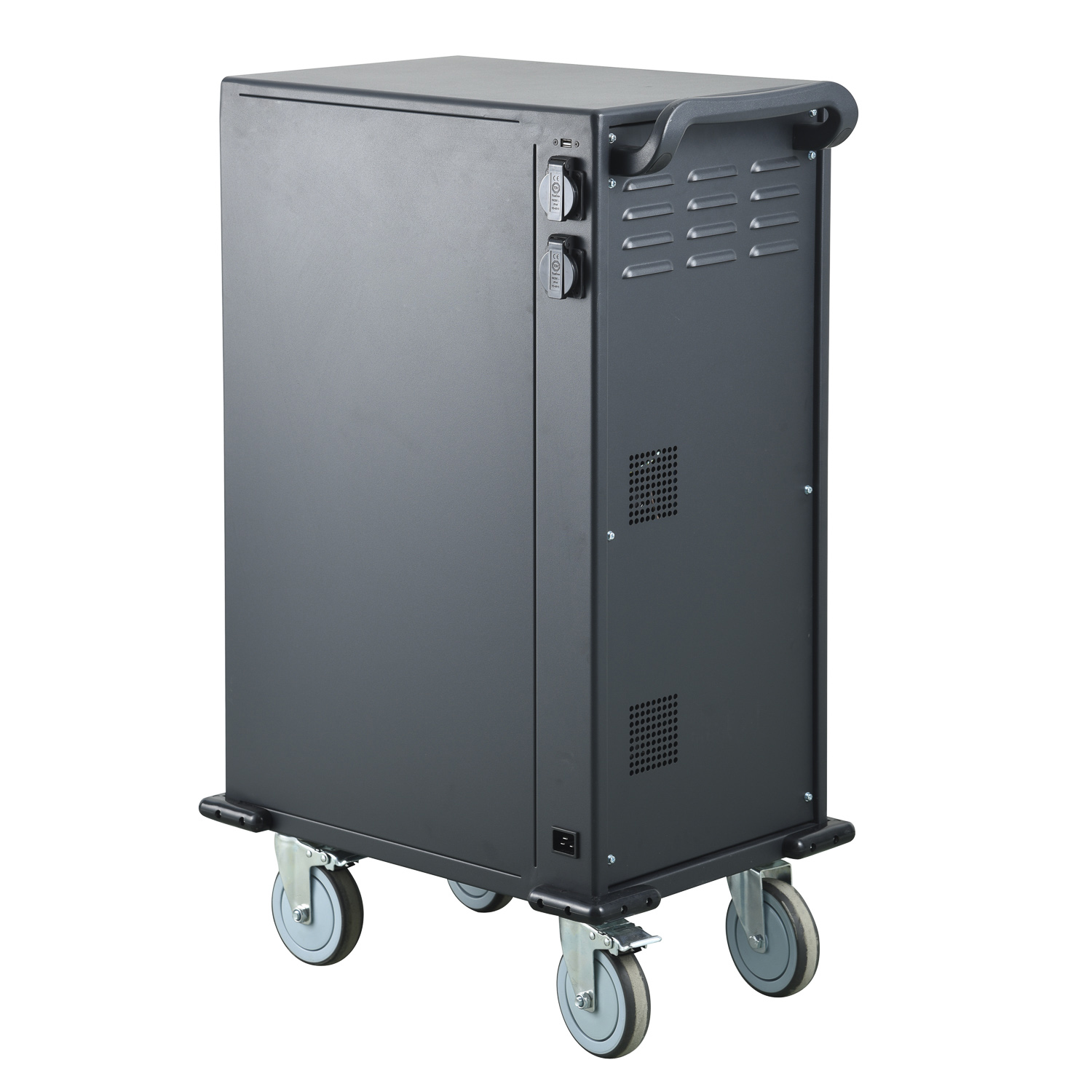 48 Way Glass Door DC Charging Trolley with Handle Lock Compatible with iPads Phones Tablets