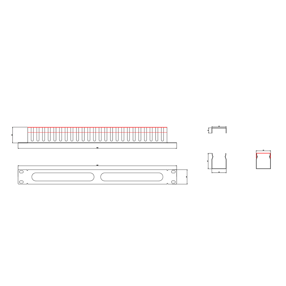 1U metalic rack mount cable management with cap