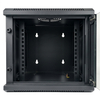 10-Inch Wall Mount Network Cabinet – Compact SOHO Mini Server Rack Enclosure with Toughened Glass Door & Removable Side Panels (RAL9005 Black)