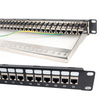 24-Port 1U Cat6A STP Feed-Through Patch Panel | 19" Shielded RJ45 Inline Coupler Panel - WebiT