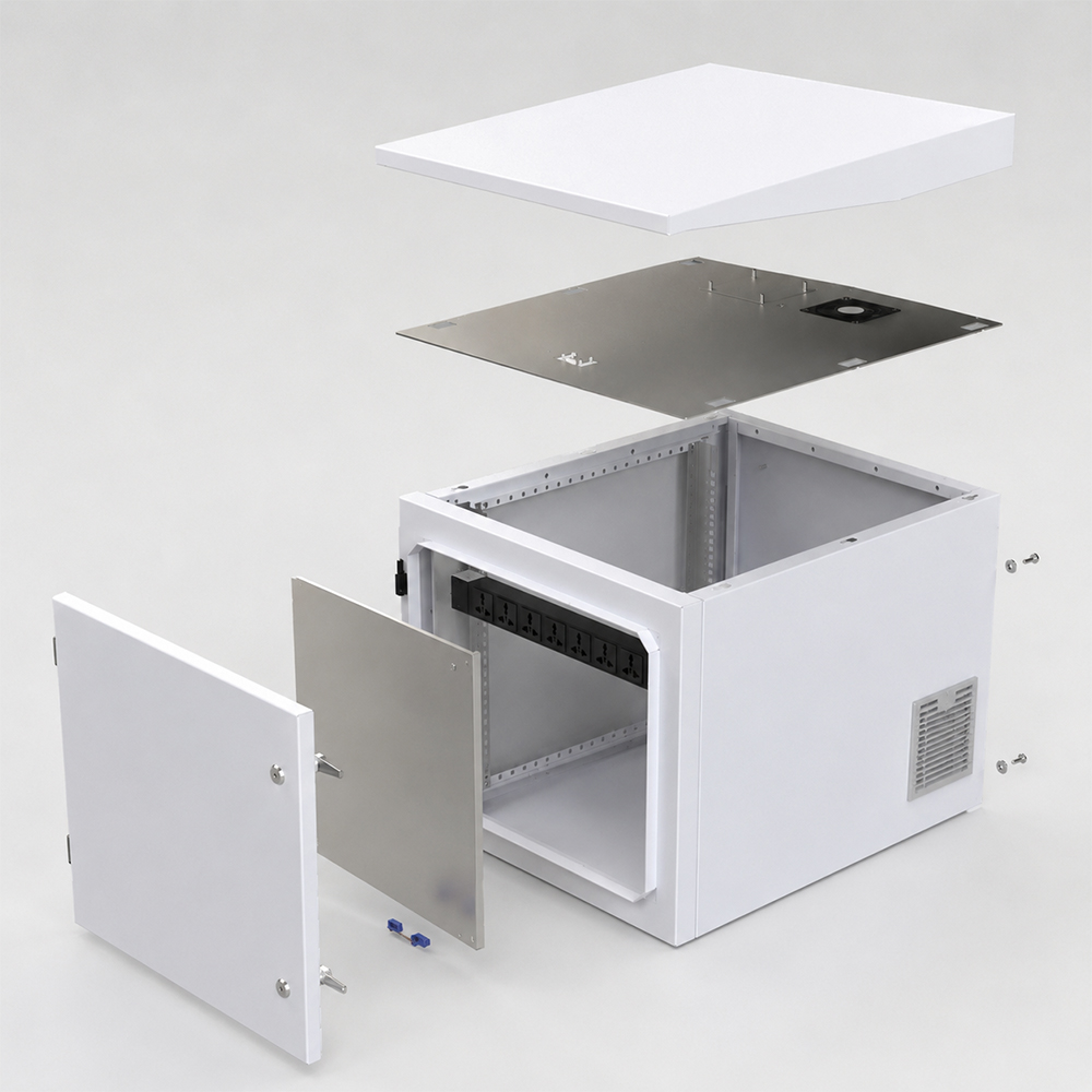 IP55 Buitelug telekommunikasie-omhulselkas paal gemonteer 11U 600x780mm met skuins dak
