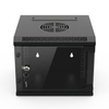 10-Inch Wall Mount Network Cabinet – Compact SOHO Mini Server Rack Enclosure with Toughened Glass Door & Removable Side Panels (RAL9005 Black)
