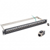 24-Port 1U Cat6A STP Feed-Through Patch Panel | 19" Shielded RJ45 Inline Coupler Panel - WebiT