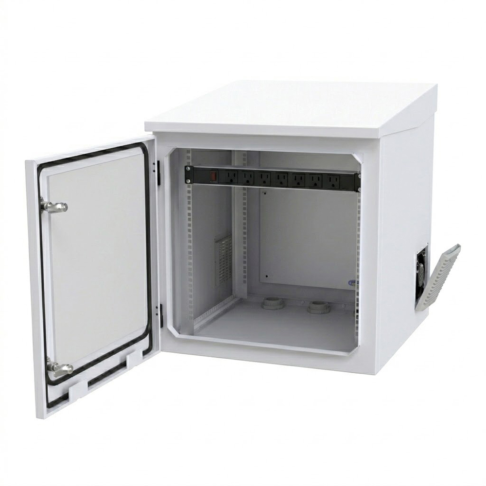 IP55 Buitelug telekommunikasie-omhulselkas paal gemonteer 11U 600x780mm met skuins dak