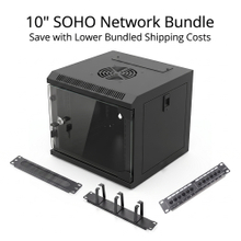 10-Inch Wall Mount Network Cabinet – Compact SOHO Mini Server Rack Enclosure with Toughened Glass Door & Removable Side Panels (RAL9005 Black)