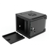 10-Inch Wall Mount Network Cabinet – Compact SOHO Mini Server Rack Enclosure with Toughened Glass Door & Removable Side Panels (RAL9005 Black)